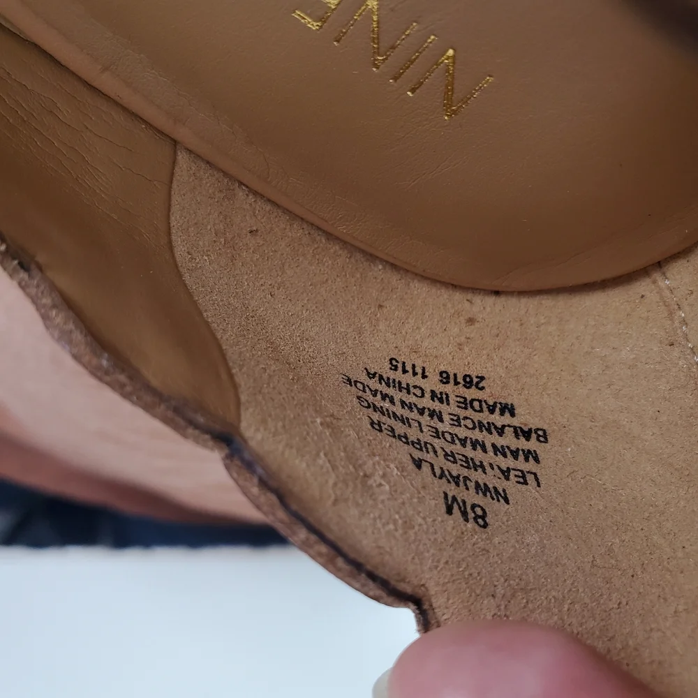 NINE WEST Jayla Nude + Gold Flower Facet Scalloped Pointed Toe Stiletto Heels 8 - Picture 10 of 11